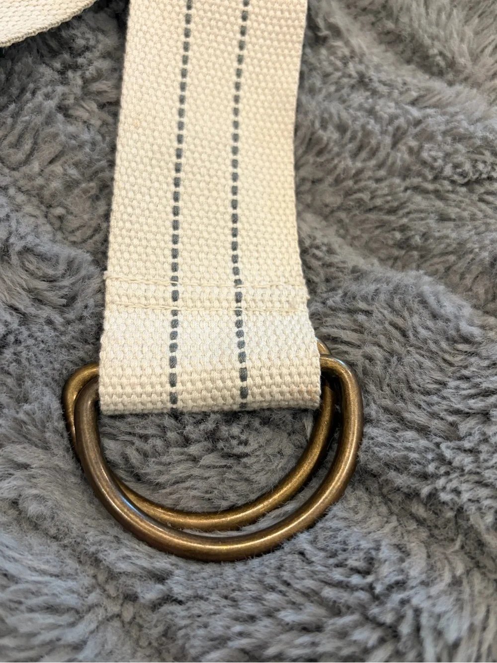 Canvas D-Ring Belt - Cream with Black Stitching